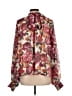 Aura 100% Polyester Floral Burgundy Pink Long Sleeve Blouse Size L - photo 2