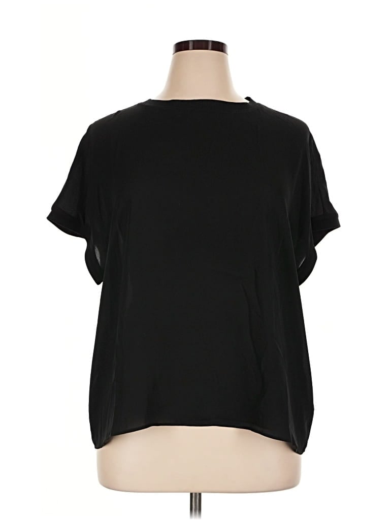 Pre-owned Express Short Sleeve Top Black Keyhole Neckline Tops