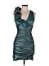 Cache Metallic Teal Cocktail Dress Size 10 - photo 1