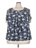 Roz & Ali 100% Polyester Blue Short Sleeve Blouse Size 3X - photo 1