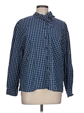 Madewell Denim Tie-Neck Westlake Shirt in Plaid (view 1)