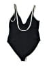 Aqua Solid Black One Piece Swimsuit Size L - photo 2