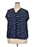 Monday Fun 100% Polyester Stars Blue Short Sleeve Blouse Size 3X - photo 1