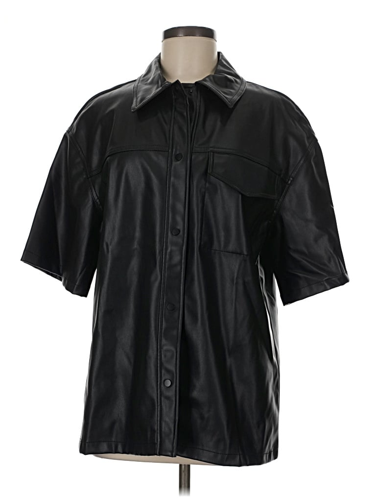 Pre-owned Topshop Short Sleeve Button Down Shirt In Black