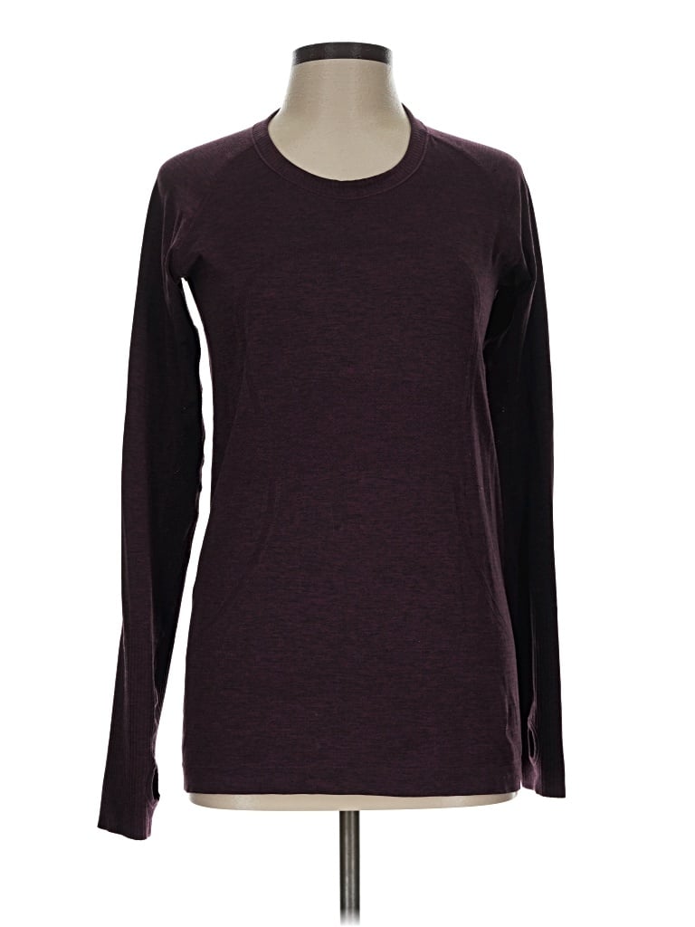 Pre-owned Lululemon Athletica Long Sleeve T-shirt In Burgundy