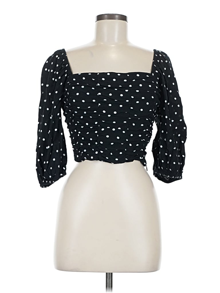 Pre-owned Zara 3/4 Sleeve T-shirt In Black