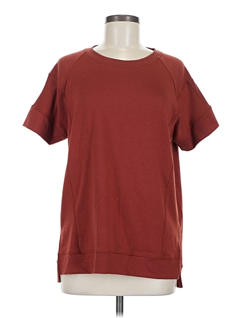 Pre-owned Sonoma Goods For Life Short Sleeve Top Burgundy Crew Neck Tops