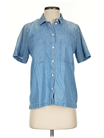 Madewell Denim Short-Sleeve Button-Up Shirt in Brickton Wash (view 1)