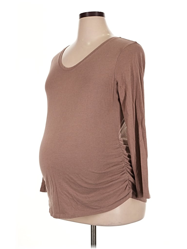 Pre-owned Isabel Maternity 3/4 Sleeve T-shirt In Brown