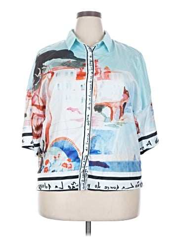 Unbranded 3/4 Sleeve Button-Down Shirt (view 1)