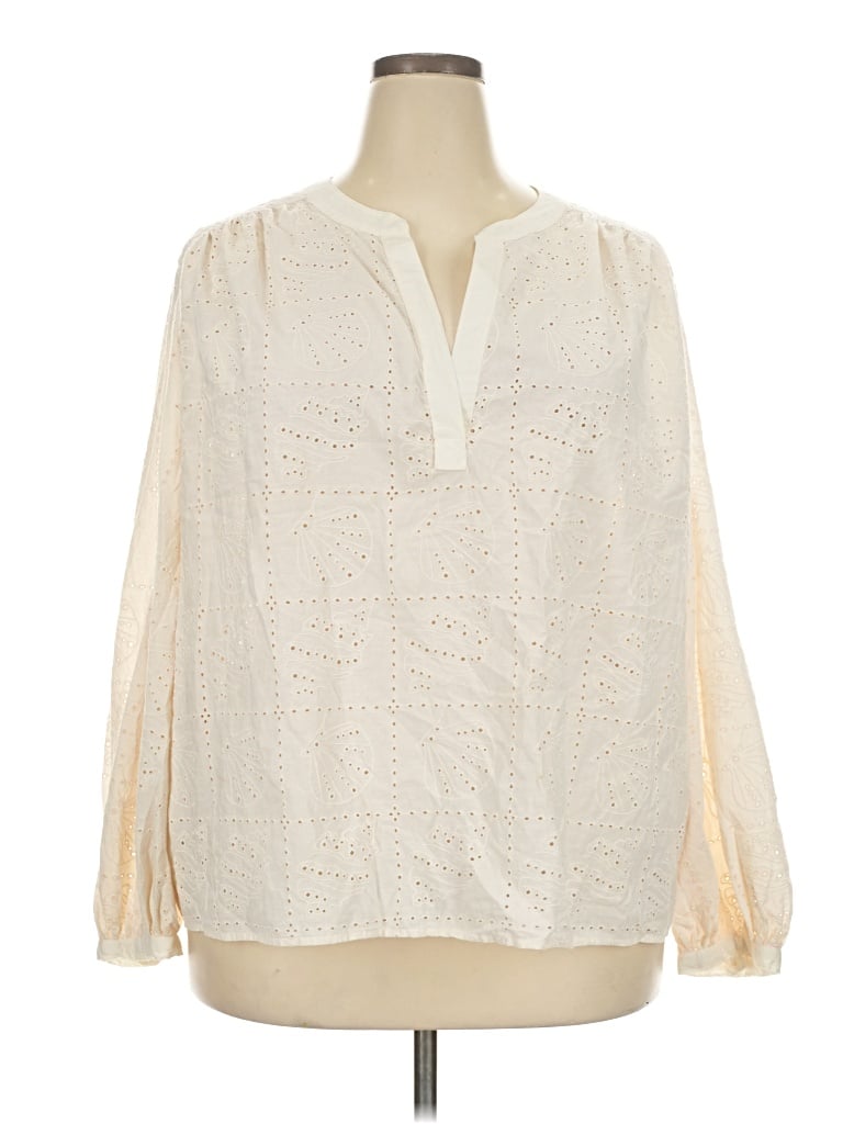 Pre-owned Universal Thread 3/4 Sleeve Blouse In Ivory