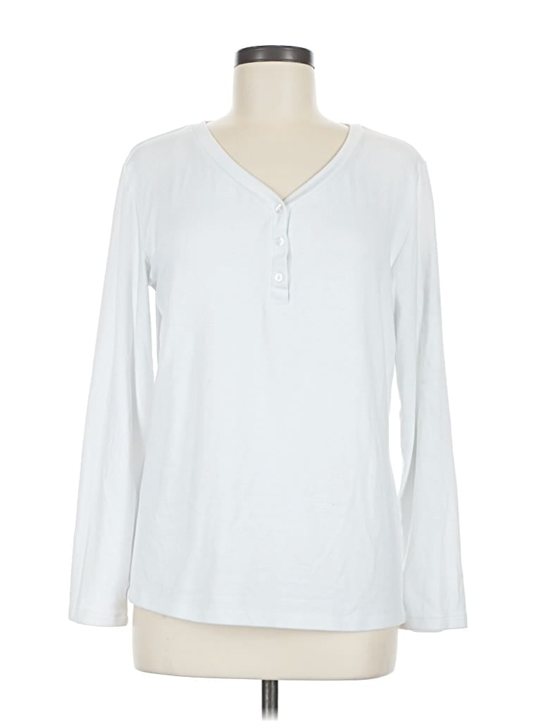 Pre-owned Serra Long Sleeve Henley Shirt In White