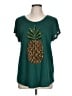 H&M 100% Viscose Green Short Sleeve Top Size L - photo 1