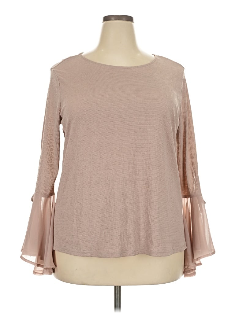 Pre-owned Lc Lauren Conrad Long Sleeve Blouse In Tan