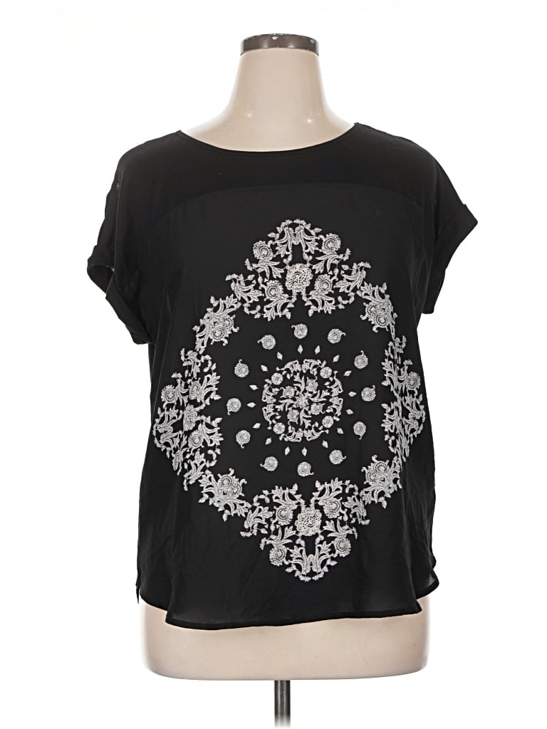 Pre-owned Maurices Short Sleeve Top Black Scoop Neck Tops