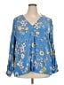 Gap 100% Rayon Blue Long Sleeve Blouse Size XXL - photo 1