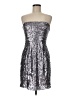 BCBGMAXAZRIA 100% Polyester Metallic Silver Purple Cocktail Dress Size 6 - photo 1