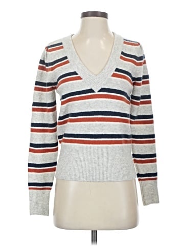 Madewell Striped Westgate V-Neck Sweater in Coziest Yarn (view 1)
