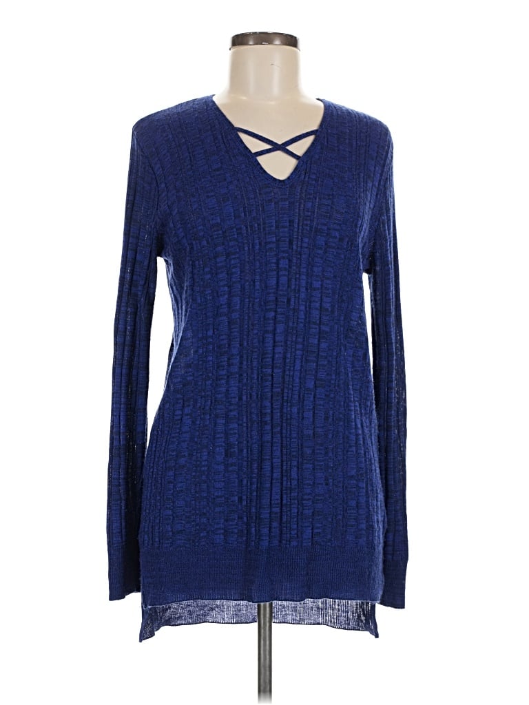 Pre-owned Apt. 9 Long Sleeve Top Blue Keyhole Neckline Tops
