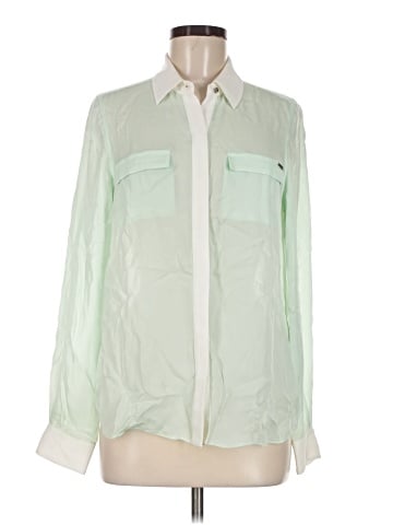 White House Black Market Long Sleeve Silk Top (view 1)