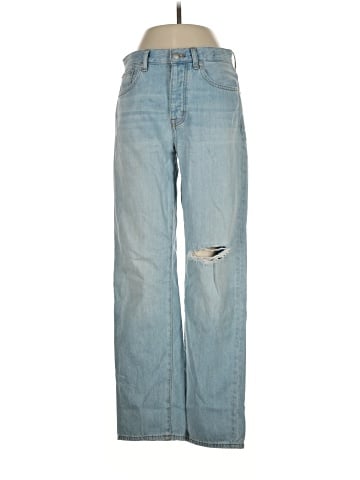 Madewell Low-Slung Straight Jeans in Fitzgerald Wash: Ripped Edition (view 1)