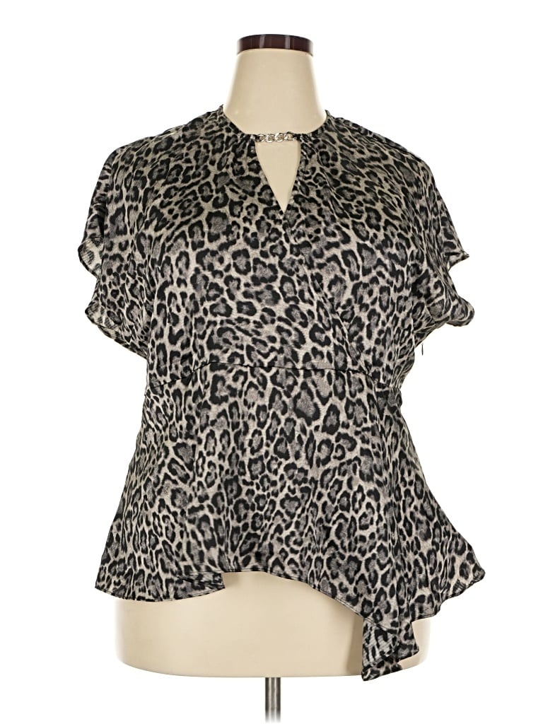 Pre-owned Michael Michael Kors Short Sleeve Blouse In Gray