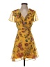 Lush 100% Polyester Floral Yellow Cocktail Dress Size XS - photo 1