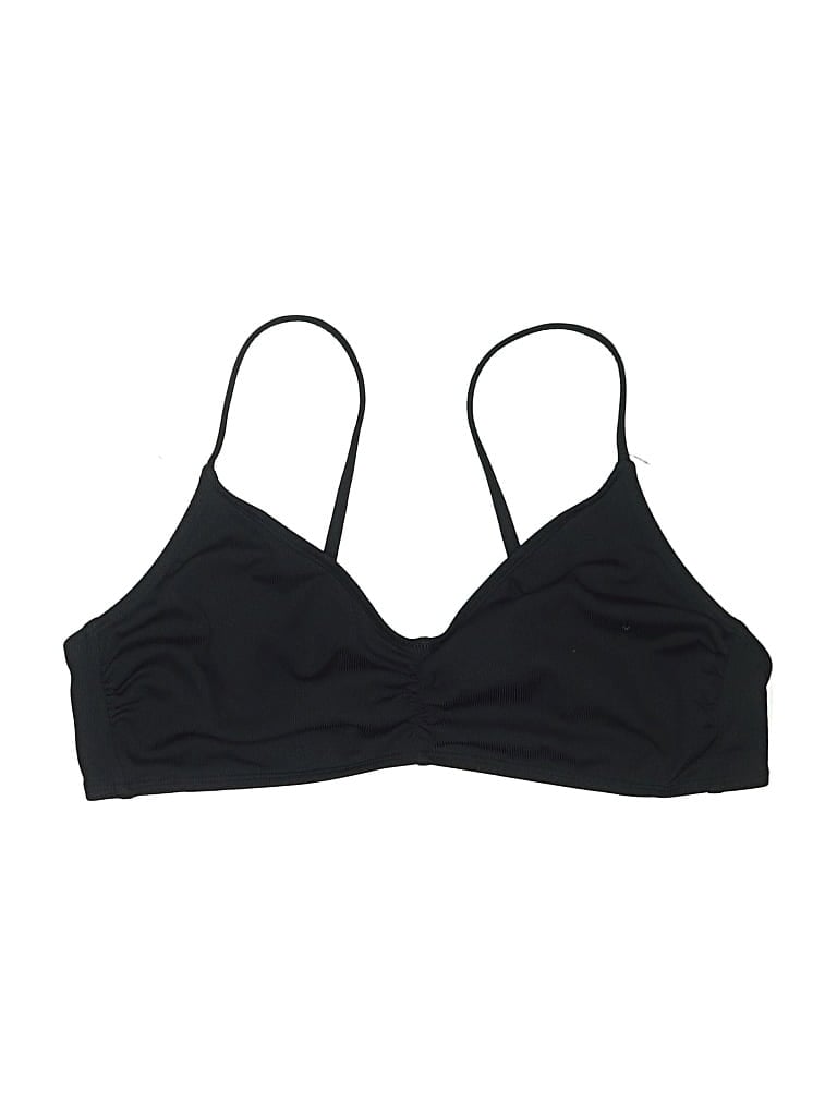 Pre-owned Shade & Shore Swimsuit Top Black Solid Pattern Swimwear