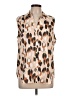 Ann Taylor Animal Print Tan Sleeveless Button-Down Shirt Size L - photo 1