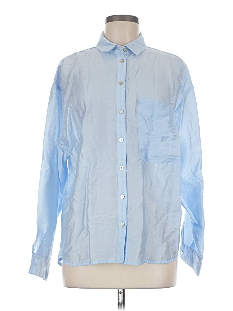 Pre-owned A New Day Long Sleeve Button Down Shirt In Blue