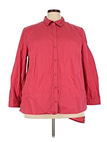Roaman's 3/4 Sleeve Button-Down Shirt (view 1)