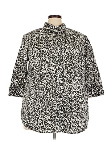 Roaman's 3/4 Sleeve Button-Down Shirt (view 1)