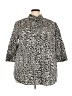 Roaman's Animal Print Silver 3/4 Sleeve Button-Down Shirt Size 24W - photo 1