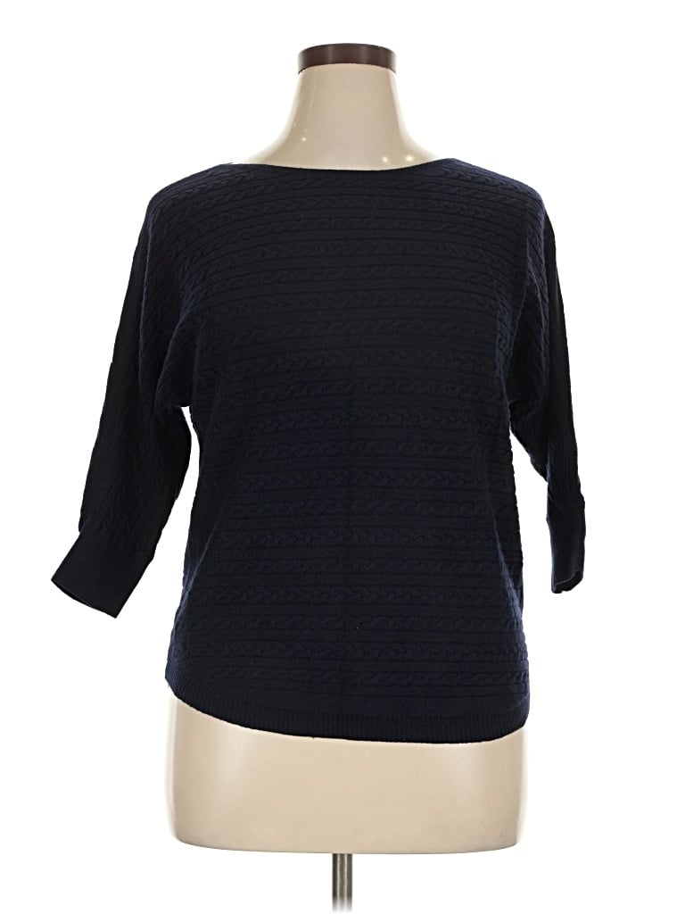 Pre-owned Market & Spruce 3/4 Sleeve Top Black Boatneck Tops