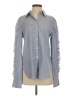Tibi Stripes Blue Gray Long Sleeve Button-Down Shirt Size 4 - photo 1