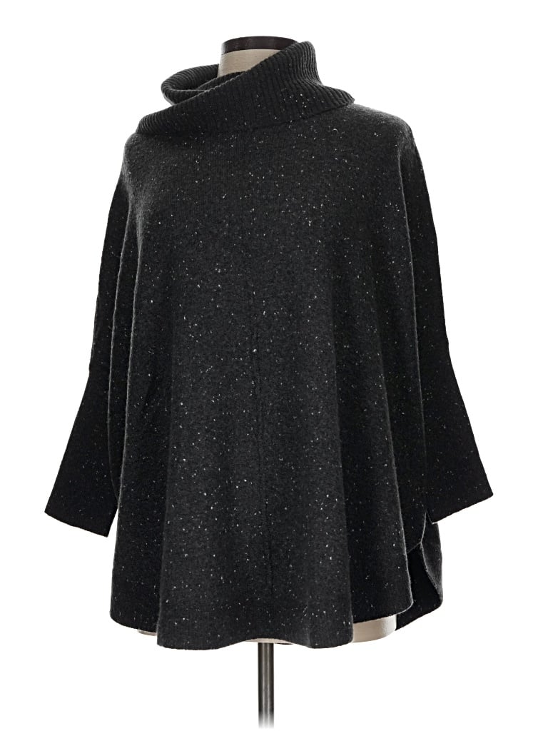 Pre-owned Ann Taylor Loft Poncho In Black