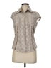 Per Se Stripes Brown Short Sleeve Blouse Size 6 - photo 1
