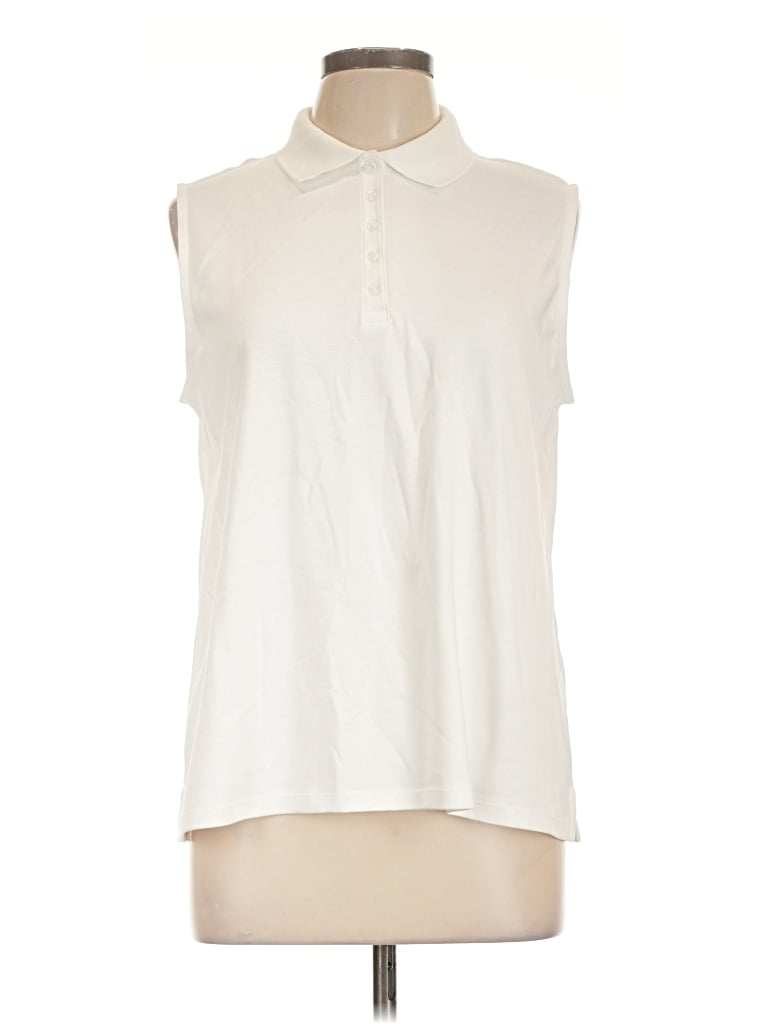 Pre-owned Lands' End Sleeveless Button Down Shirt In Ivory