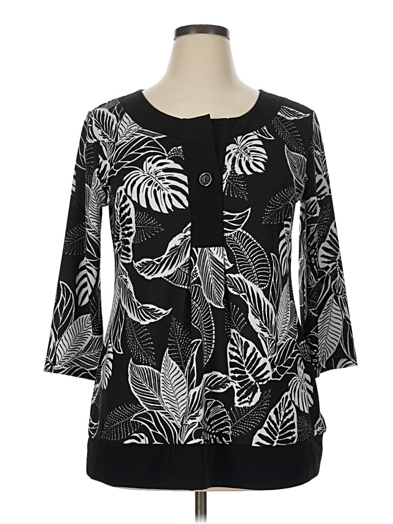 Pre-owned Jaclyn Smith 3/4 Sleeve Blouse In Black