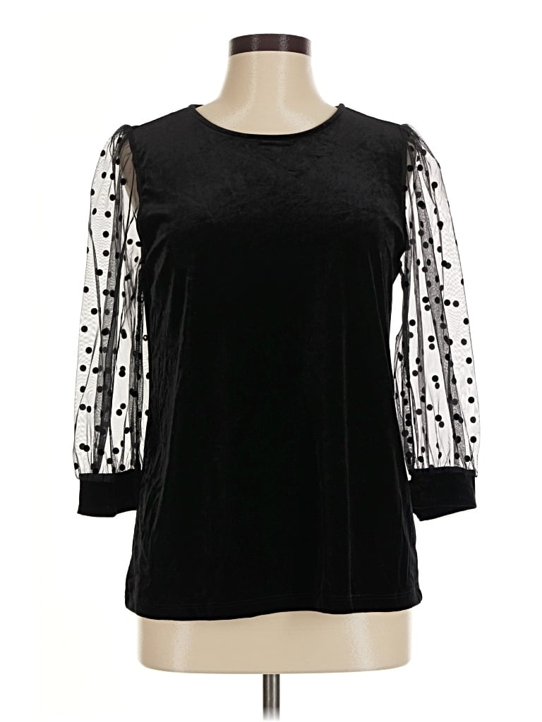 Pre-owned Cece 3/4 Sleeve Top Black Square Neckline Tops