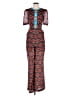 Saloni Print Red Jumpsuit Size 4 - photo 1