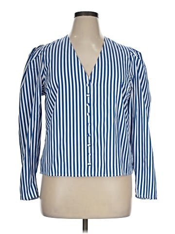 Madewell Stacked-Button V-Neck Shirt in Poplin (view 1)