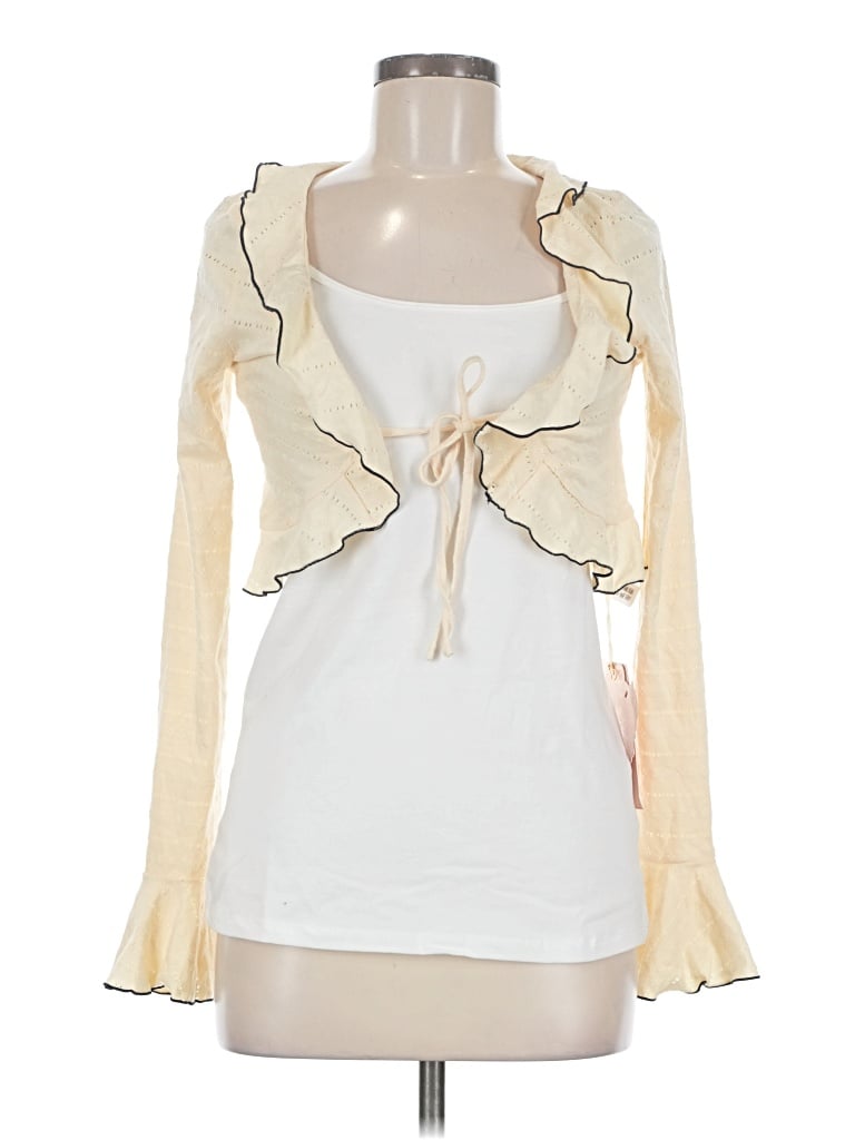 Assorted Brands Long Sleeve Top Ivory Square Neckline Tops