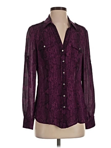 White House Black Market Long Sleeve Silk Top (view 1)