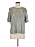 Kim & Cami Metallic Silver Short Sleeve Top Size M - photo 1