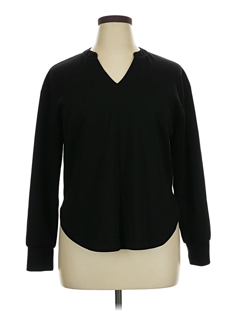 Pre-owned Assorted Brands Long Sleeve Top Black V-neck Tops