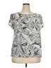 Ann Taylor LOFT 100% Polyester Paisley Silver Short Sleeve Blouse Size XXL Petite - photo 1