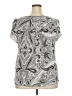 Ann Taylor LOFT 100% Polyester Paisley Silver Short Sleeve Blouse Size XXL Petite - photo 2