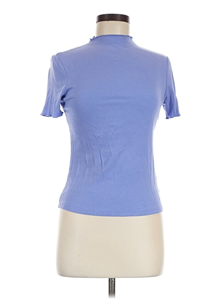 Pre-owned Unbranded Short Sleeve Turtleneck In Blue
