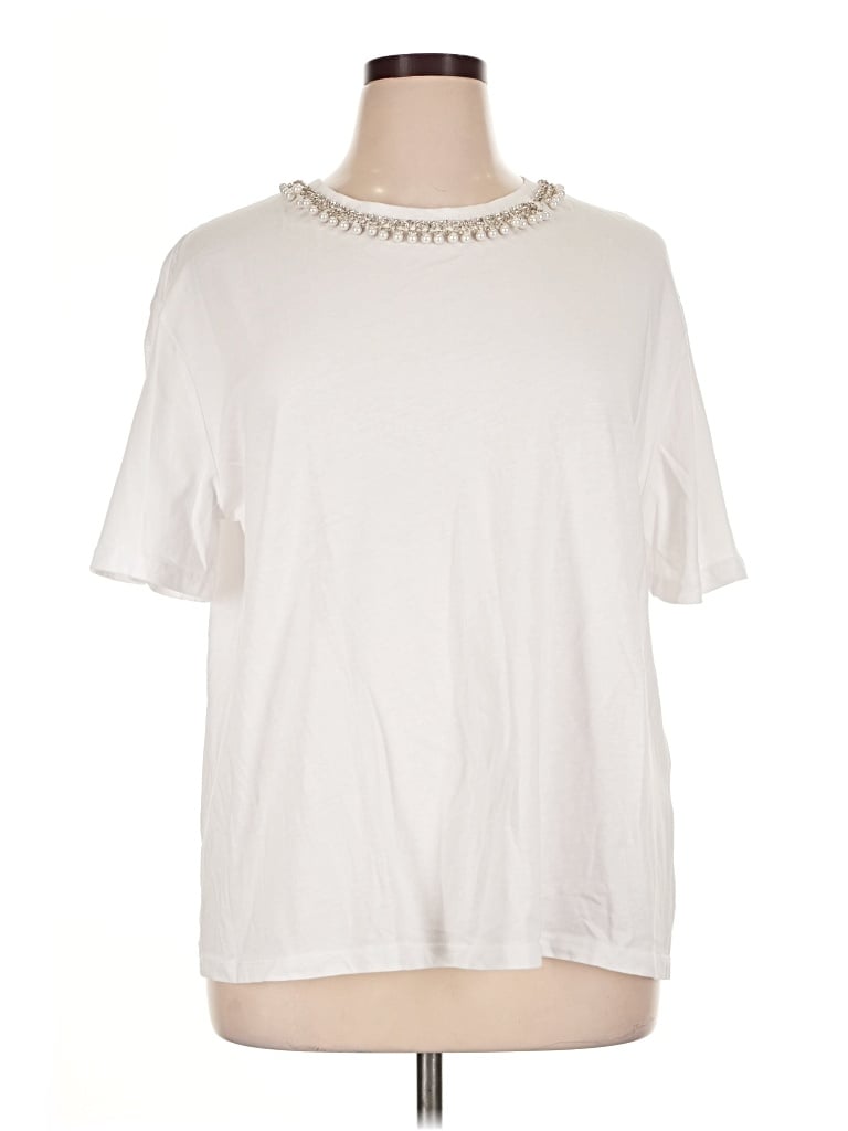 Pre-owned Zara Short Sleeve T-shirt In Ivory